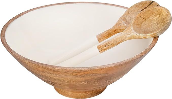 AuldHome Wooden Salad Bowl Set (Large Serving Bowl w/Utensils); Salad Serving Set in Mango Wood | Amazon (US)