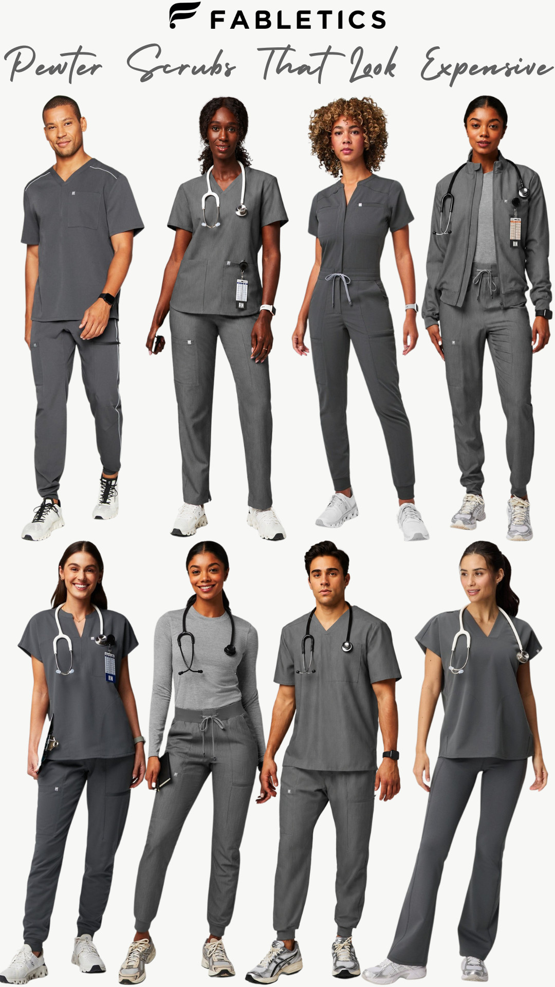 @Fabletics Scrubs | Pewter Scrubs That Look Expensive in Onyx & Heather Grey

Fabletics scrubs in Onyx + Heather Grey are giving that polished pewter scrub look — clean, modern, expensive-looking, and so easy to wear on shift. 🩶

Pewter, charcoal grey, heather grey, slate grey, and dark grey scrubs are trending hard right now, and this edit has that sleek healthcare-workwear vibe without looking basic. 

I pulled together the Fabletics scrub sets I’d shop first if you want to look put together at work while still feeling comfortable through long shifts.

As a nurse, I know scrubs have to do more than look cute. They need to move with you, feel comfortable for 12-hour shifts, have pockets that actually make sense, wash well, and still look professional after running around all day. 

These Fabletics scrub pieces hit that sweet spot between functional medical workwear and elevated, modern style.

I did the digging through the Onyx and Heather Grey scrub pieces so you don’t have to — scrub tops, jogger scrub pants, straight-leg scrub pants, scrub jackets, long sleeve layers, and full matching scrub sets that look sleek without feeling boring.

Why this edit works:
- Pewter-inspired grey scrubs look polished and expensive
- Onyx + Heather Grey are easy to mix and match
- Grey scrub sets feel modern, clean, and professional
- Matching scrubs instantly look more put together
- Fabletics scrubs give that sporty, comfortable, functional feel

Perfect for: nurses, healthcare workers, nursing students, clinical rotations, medical office outfits, hospital shifts, travel nursing, long 12-hour shifts, dental office uniforms, med spa uniforms, and everyday healthcare workwear.

If your current scrubs feel stiff, boring, or not flattering, this is the pewter-inspired Onyx + Heather Grey scrub edit I’d check first.

↓ Everything is linked!

#LTKSaleAlert #LTKWorkwear #LTKTravel