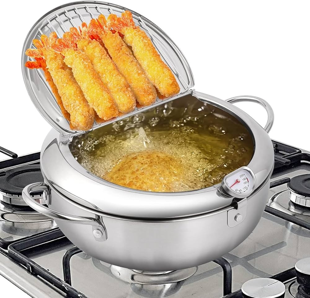 Olla japonesa Tempura de acero inoxidable con termómetro | Amazon (US)