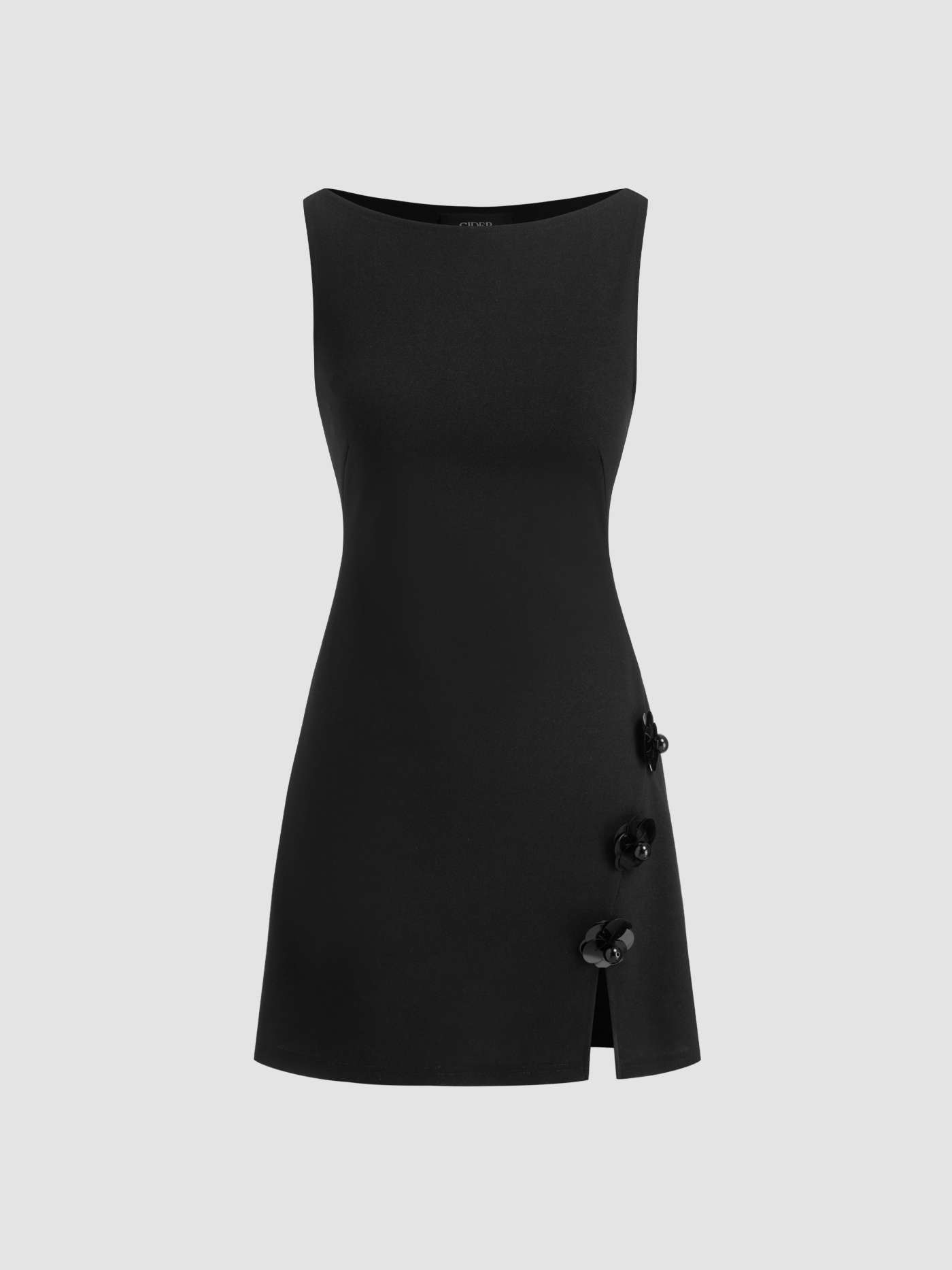 Boat Neck Floral Split Mini Dress | Cider