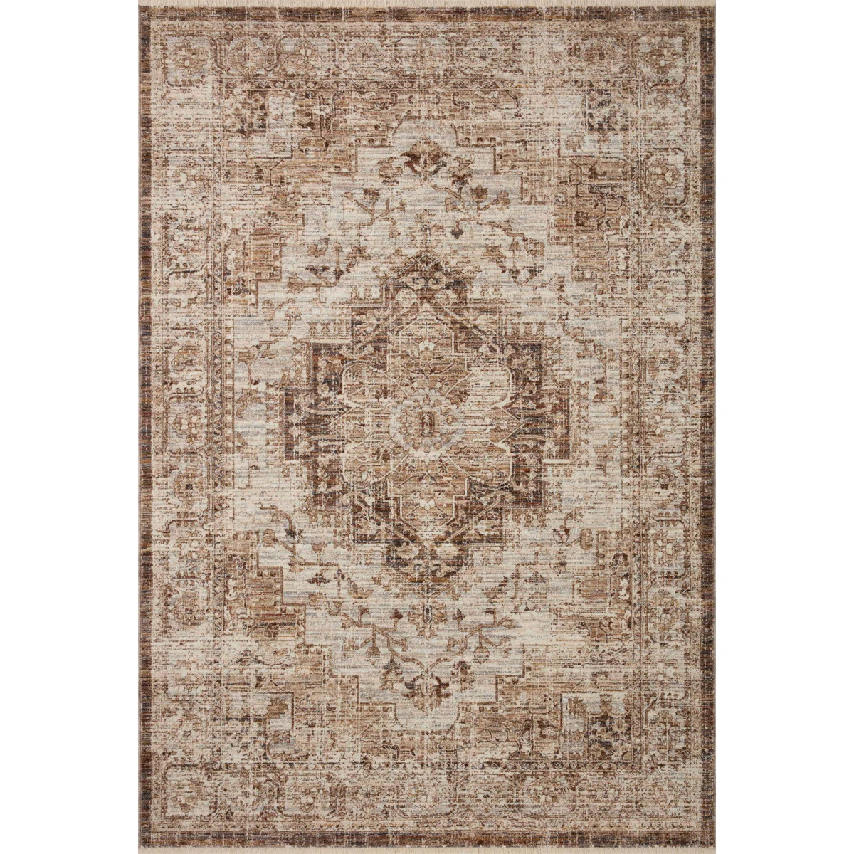 Sorrento Oriental Machine Made Power Loom Polyester Area Rug in Beige/Brown | Wayfair North America