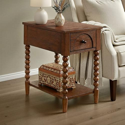 Pembroke 24\u201d Deep Rectangular Chairside End Table with Drawer, Shelf & USB Charging Station,... | Amazon (US)