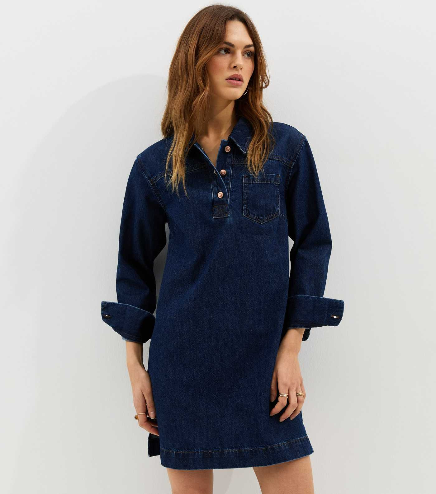 Blue Denim Long Sleeve Mini Shirt Dress | New Look | New Look (UK)