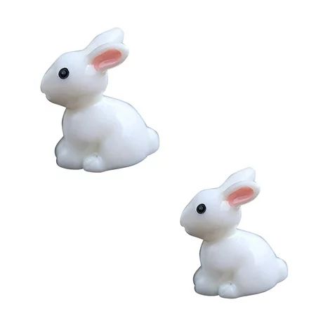 1/2PC Mini Animals Miniature Ornament Kits Small Ear White Rabbit Figurines Fairy Garden Accessories | Walmart (US)