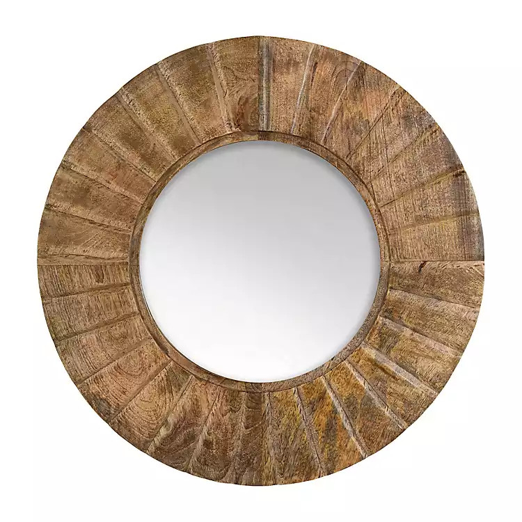 Natural Mango Wood Round Frame Mirror | Kirkland's Home