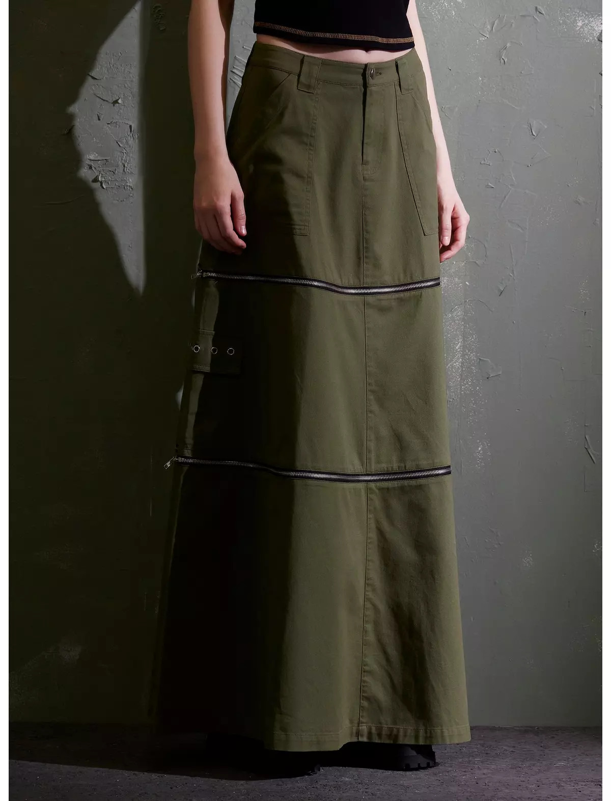 Social Collision Green Zip-Off Maxi Skirt | Hot Topic