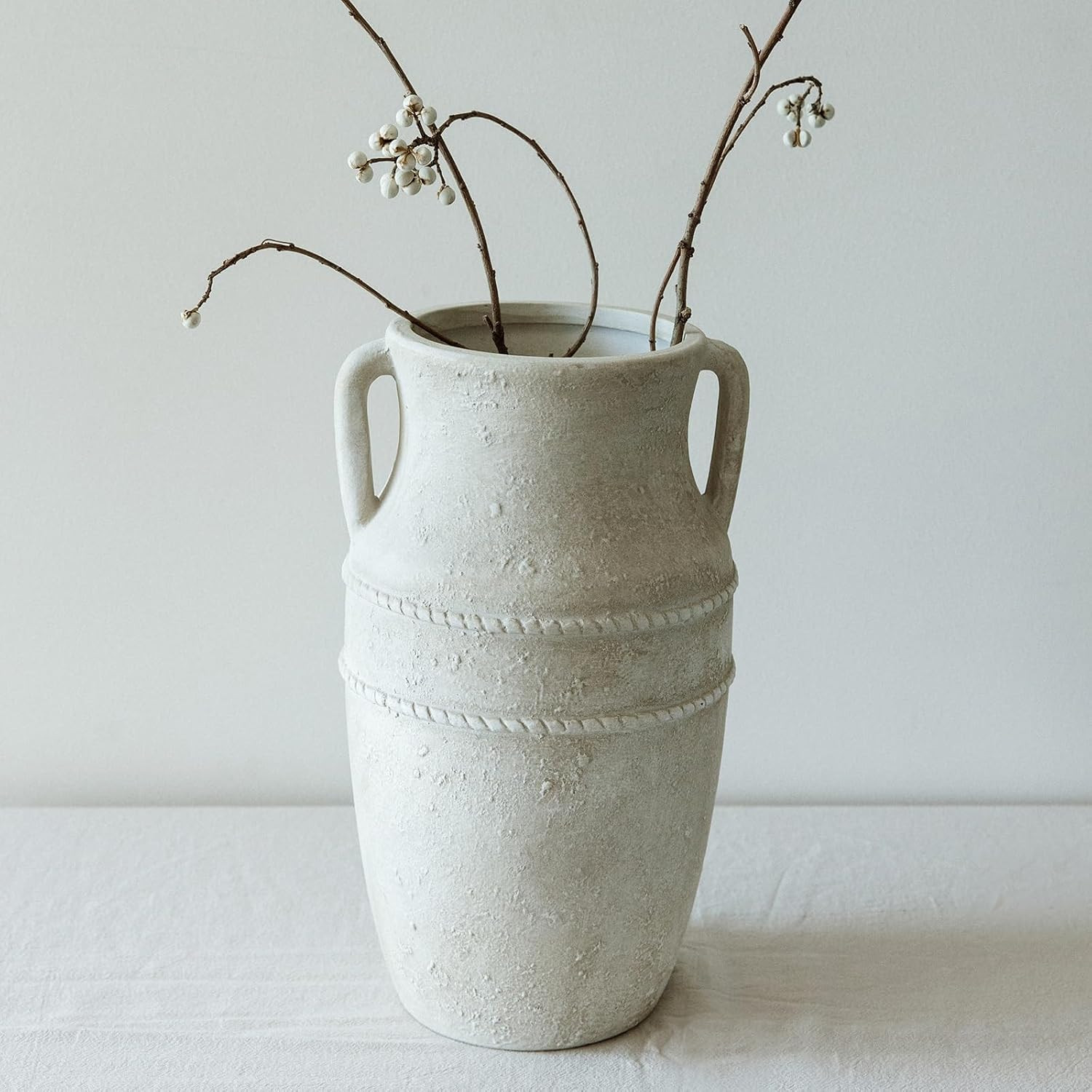 11" Vintage Ceramic Vase with Handles, Rustic Farmhouse Home Decor | Amazon (US)
