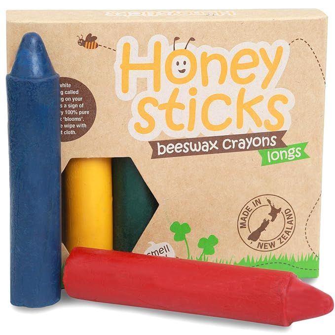 Honeysticks 100% Pure Beeswax Crayons - (6 Pack, Longs) Natural, Non Toxic, Safe for Toddlers, Ki... | Amazon (US)