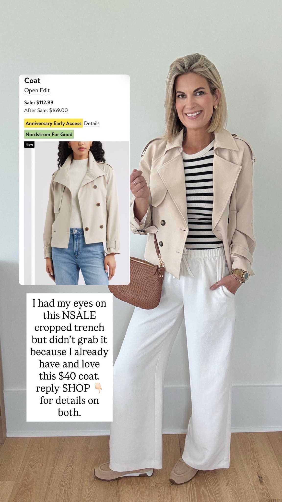 Save or splurge cropped trench.  I have the size small in the save and small tall in the splurge pants.  Also shared a save option.

#LTKootd #LTKWorkwear #LTKSaleAlert