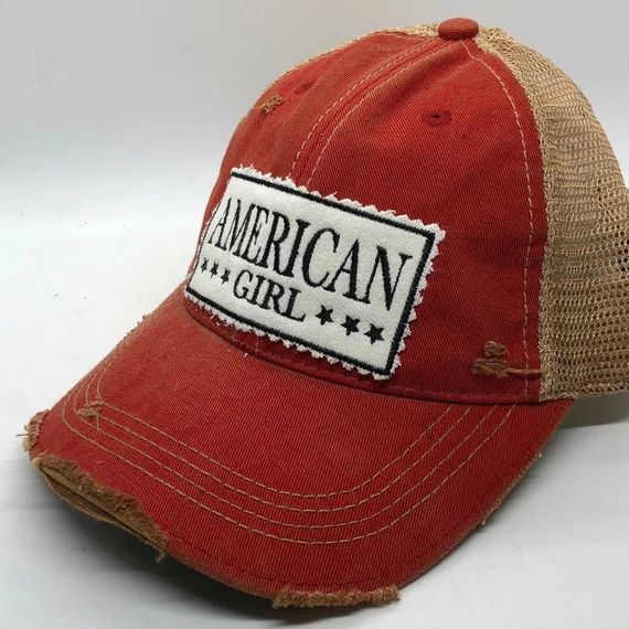 American Girl Hat American Girl Denim Patch On Red Distressed | Etsy | Etsy (US)