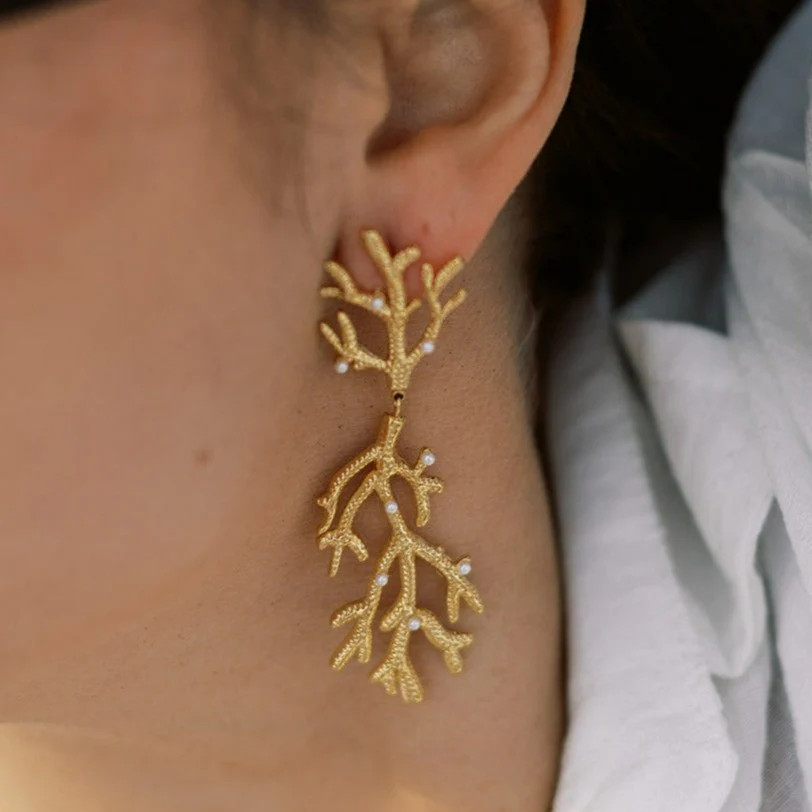 Coralynn Coral and Pearl Earrings | Liv Bella Vita