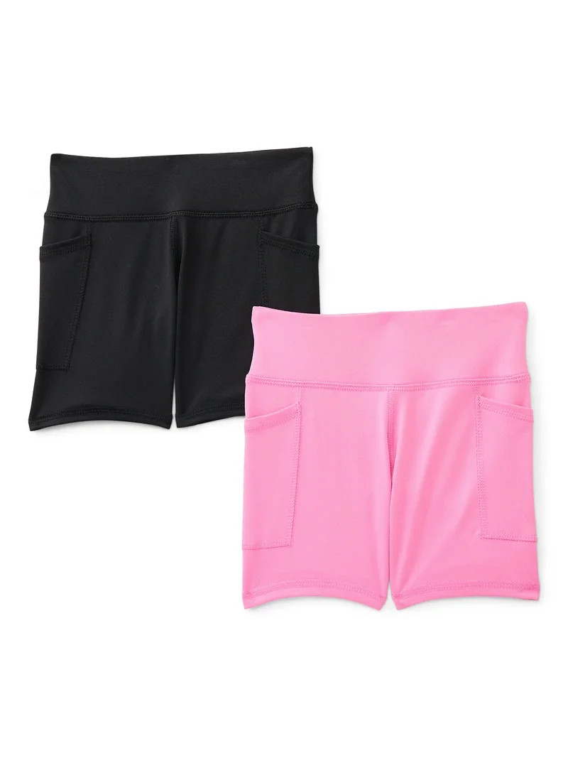 Athletic Works Girls Active Bike Shorts, 2-Pack, Sizes 4-18 & Plus | Walmart (US)