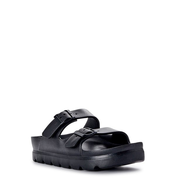 No Boundaries Women's Flatform Two Buckle Sandals | Walmart (US)