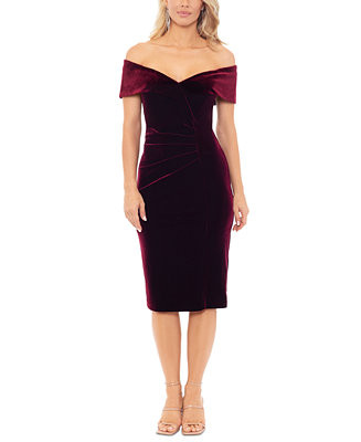 Women's Velvet Off-The-Shoulder Midi Dress | Macy's