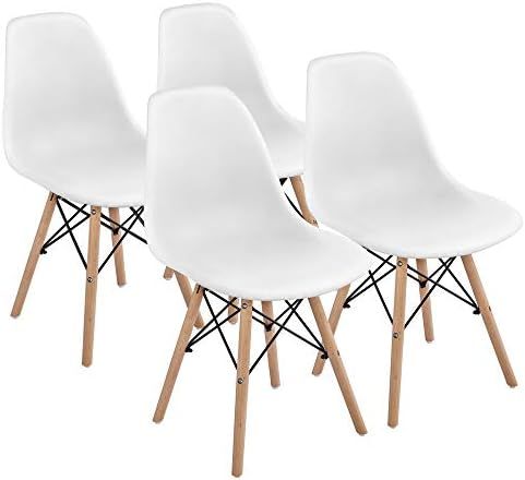 Yaheetech Dining Chairs Modern Pre Assembled Chairs Side Shell Eiffel DSW Chairs with Beech Wood ... | Amazon (US)