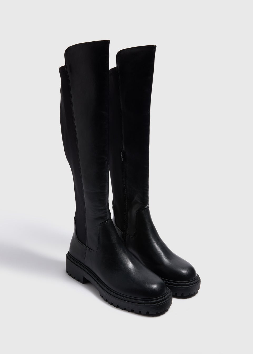 Black Cleated Knee Boots - Size 4 | Matalan (UK)