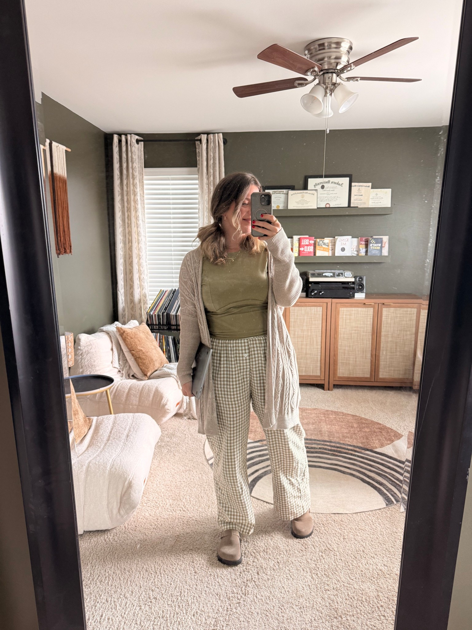 Spring outfit
Casual outfit
Ootd
Green crop top
Free people dupe
Checkered pants
Birk dupes 
Slip on clogs

#LTKootd #LTKSaleAlert #LTKMidsize