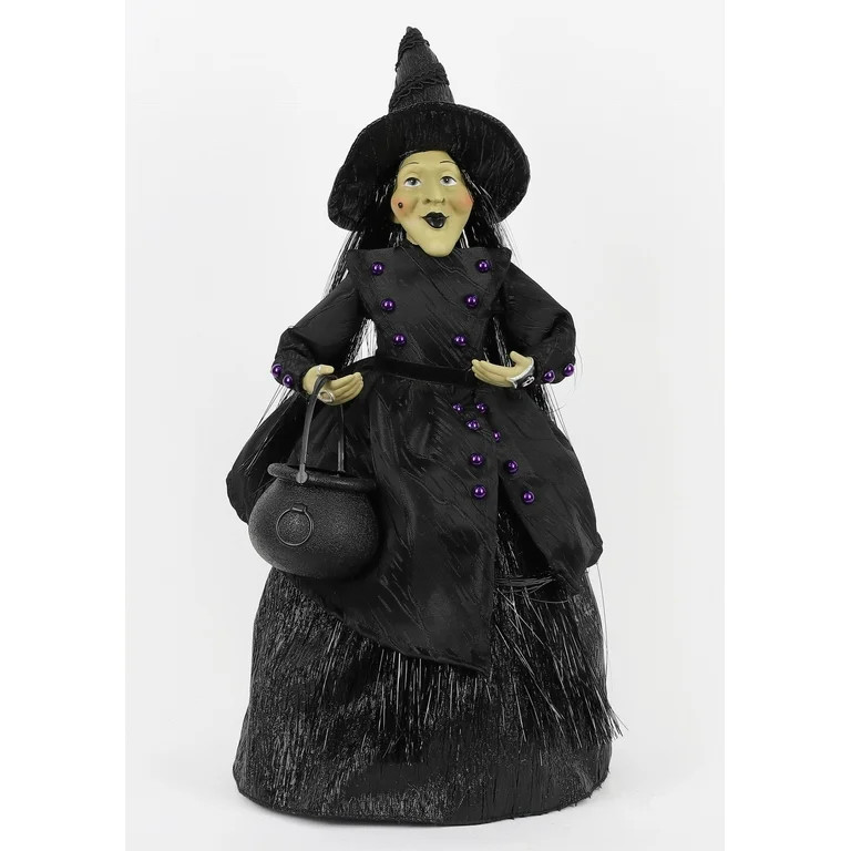 Witch with Cauldron Tabletop Decor, Black, 15", Halloween by Way To Celebrate | Walmart (US)