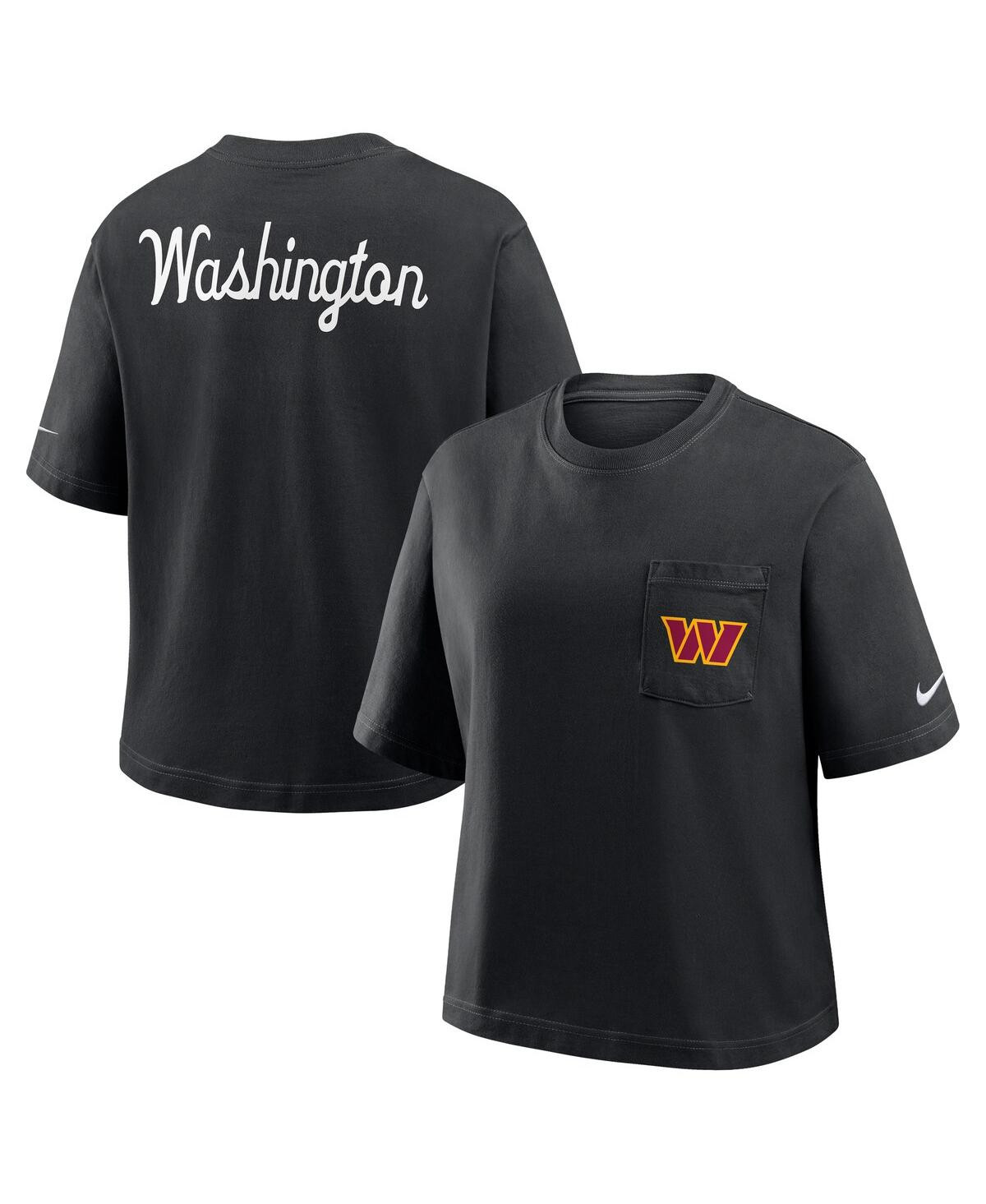 Nike Women's Black Washington Commanders Rewind Pocket Boxy T-Shirt - Black | Macy's
