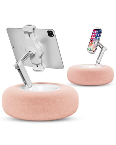 Viozon Tablet Stand Pillow, Compatible with 4.7"-13" Phone/Tablet, iPad, iPhone, Samsung, Google, Kindle, 360°Adjustable Phone Holder for Bed with Soft Plush Fabric, and Detachable Bowl, Pink | Amazon (US)