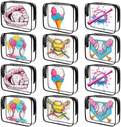 Sadnyy 12 Pcs Ice Cream Drip Baseball Cosmetic Bags Bulk Ice Cream Drip Snack Goodie Bags Zippere... | Amazon (US)