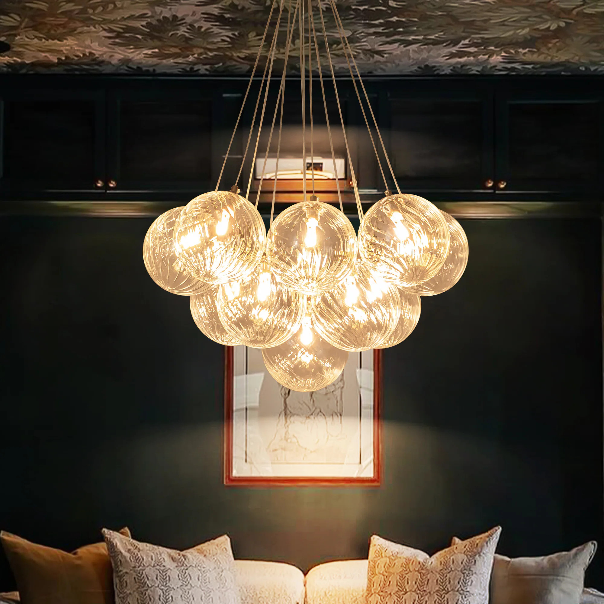 Rennnsan Lillian 13 -Light Brushed Gold Textured glass Metal Chandelier one_size | CL810154428 | Lowe's