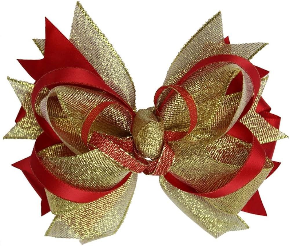 Amazon.com: juDany Large Red and Gold Christmas Hair Bow Clip for Girls : Beauty & Personal Care | Amazon (US)