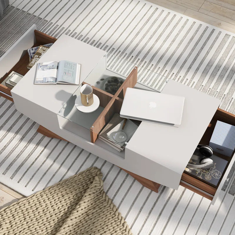 Madilynn Trestle Coffee Table with Storage | Wayfair North America