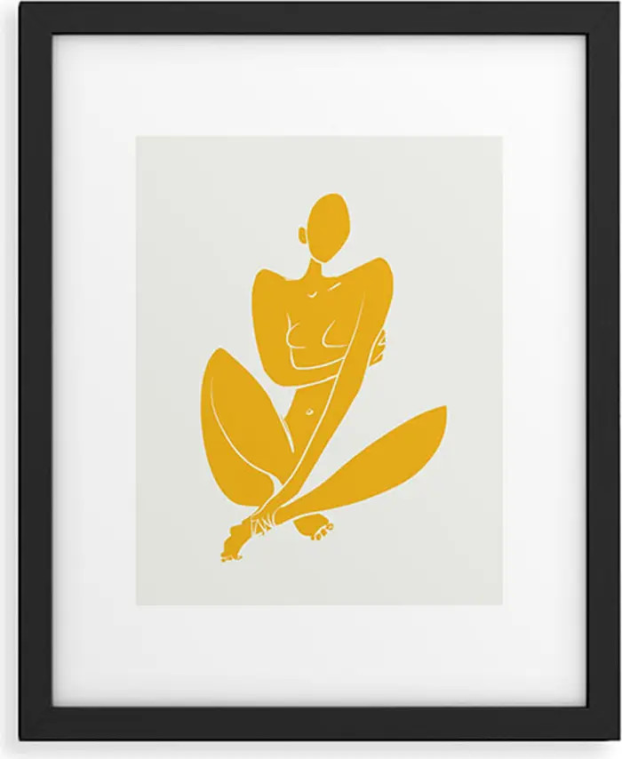 Little Dean Sitting Nude in Yellow Framed Art Print | Nordstrom