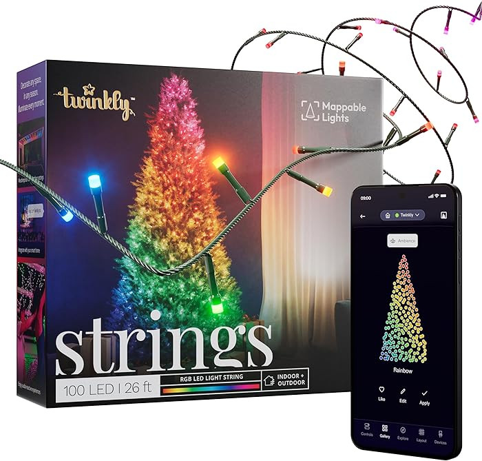Twinkly Strings 100 LED RGB, LED Light String for in- and Outdoor, Smart LED Lights, Mappable LED... | Amazon (US)