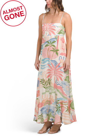 Australian Sleeveless Coastal Landscape Print Maxi Dress | TJ Maxx