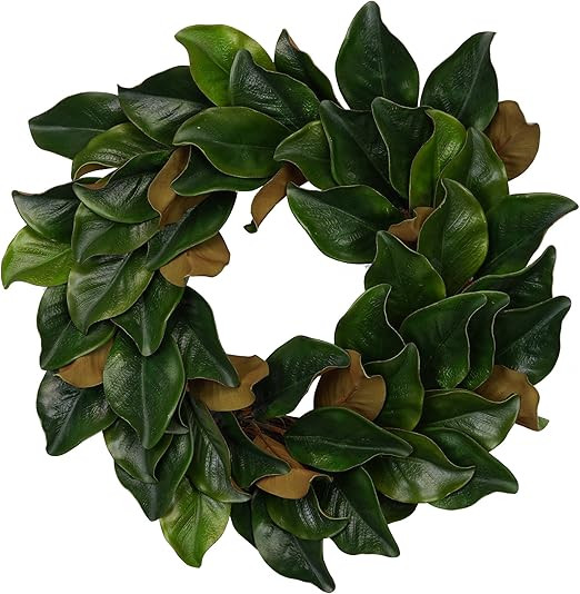 House of Silk Flowers 24" Real Touch Faux Magnolia Leaf Wreath (90 Leaves) | Amazon (US)