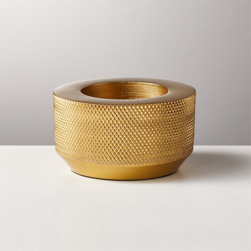 Knurled Gold Tea Light Candle Holder + Reviews | CB2 | CB2