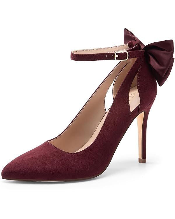 DREAM PAIRS Women's High Heels Stiletto Strappy Pointed Toe Bow Dress Shoes Sexy Party Wedding Pu... | Amazon (US)