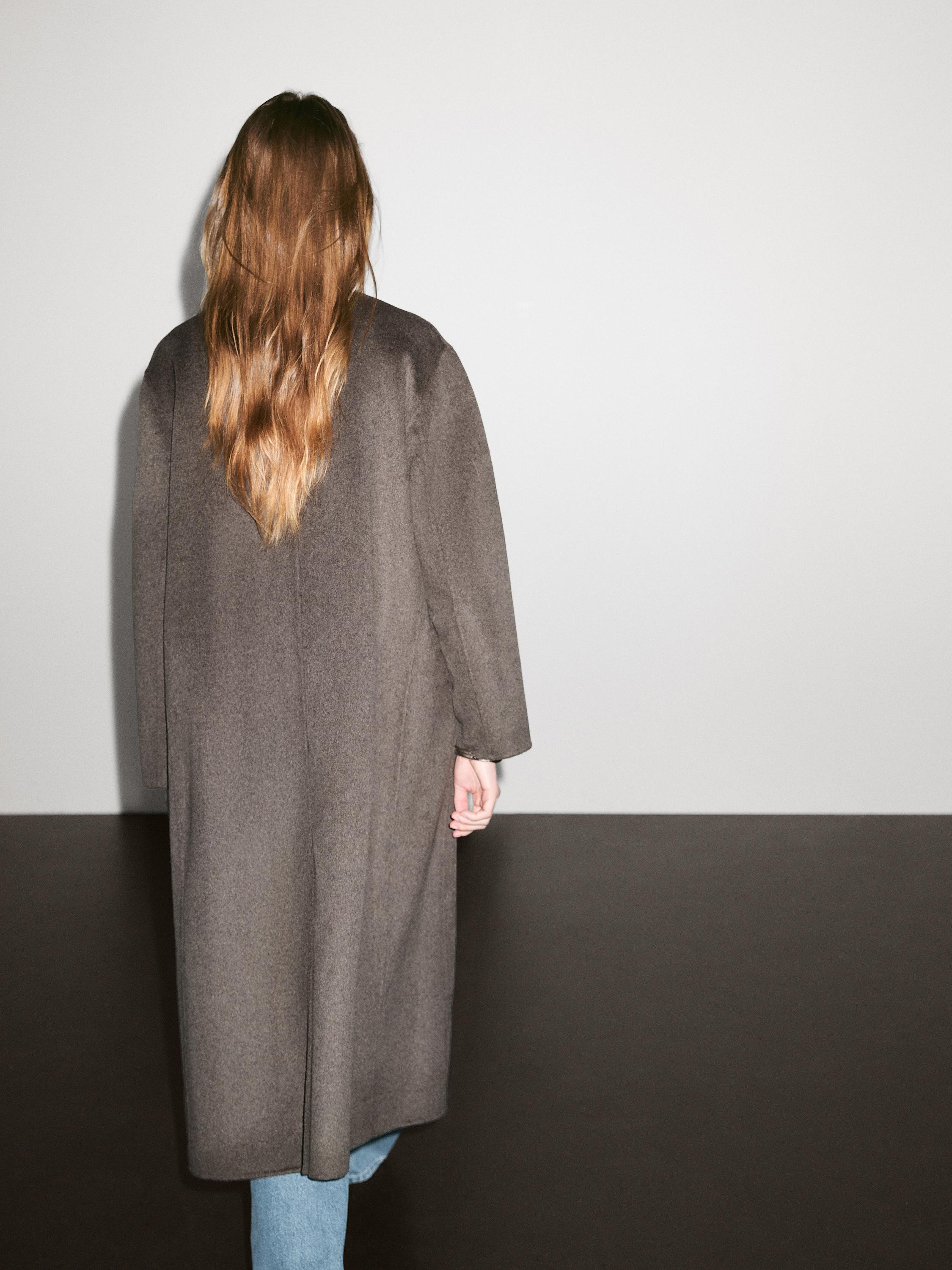 Wool blend high neck coat | Massimo Dutti US