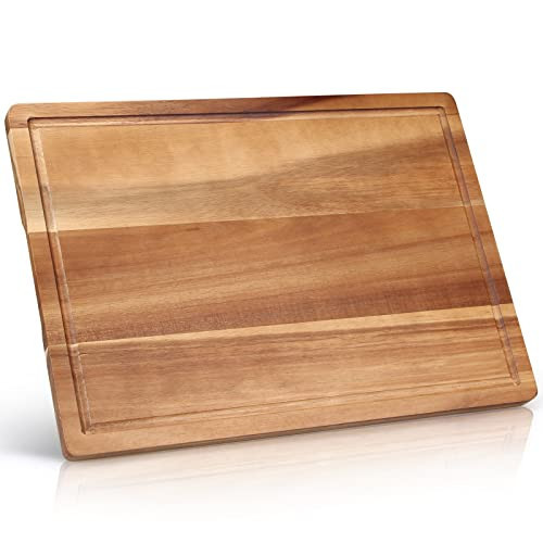 Solid Acacia Wood Cutting Boards for Kitchen Decor Wooden Charcuterie Board Meat Cheese Boards Butcher Block Pizza Bread Serving Board Hardwood Chopping Board Non Toxic Teak Small Cutting Boards | Amazon (US)