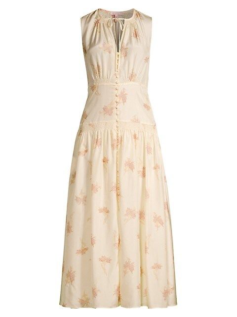 Nora Floral Silk Sleeveless A-Line Dress | Saks Fifth Avenue