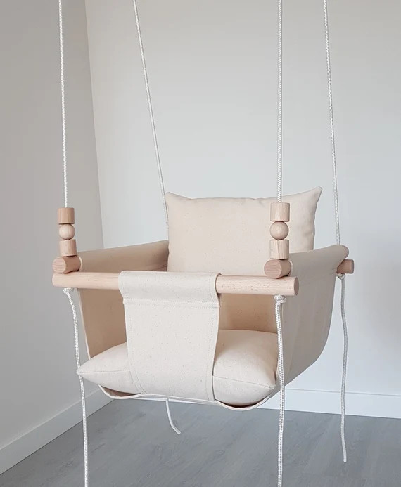 White Cream Baby Swing/Baptism Gift/Toddler Swing/Natural Swing/Cotton Swing/Indoor Swing/First B... | Etsy (US)