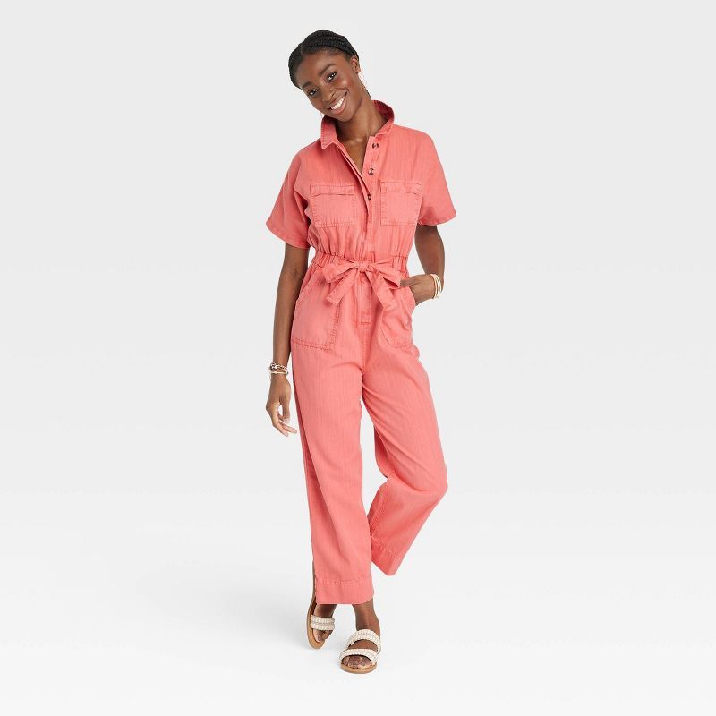 Women's Short Sleeve Button-Front Boilersuit - Universal Thread™ | Target