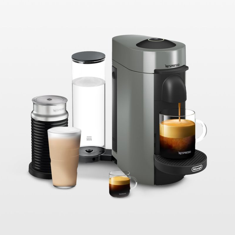 Nespresso by De'Longhi Grey VertuoPlus Coffee and Espresso Machine with Aeroccino Frother + Revie... | Crate & Barrel