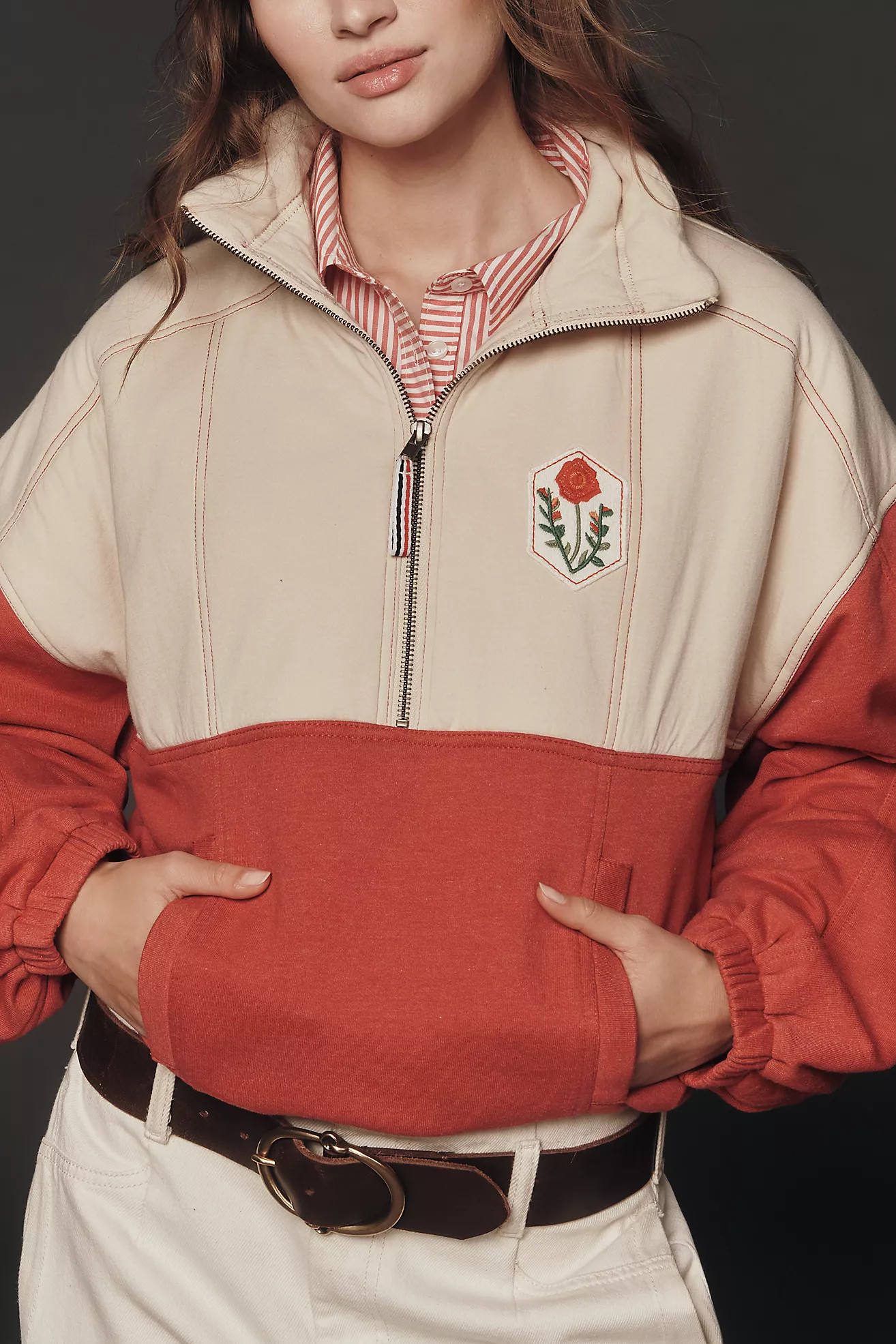 Pilcro Shetland Half-Zip Pullover Sweatshirt | Anthropologie (US)