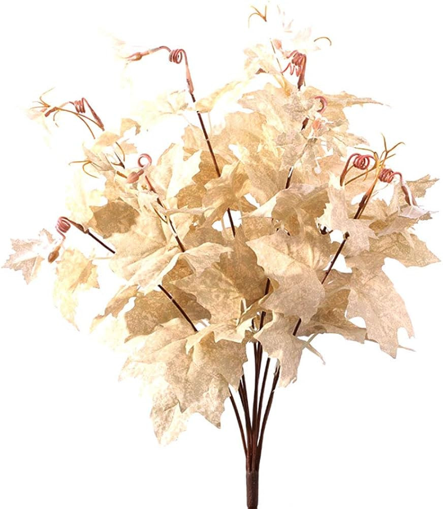 UNIE 2Pcs Artificial Maple Leaves Branches Autumn Leaves, Fall Maple Leaf Stem for Home Kitchen T... | Amazon (US)