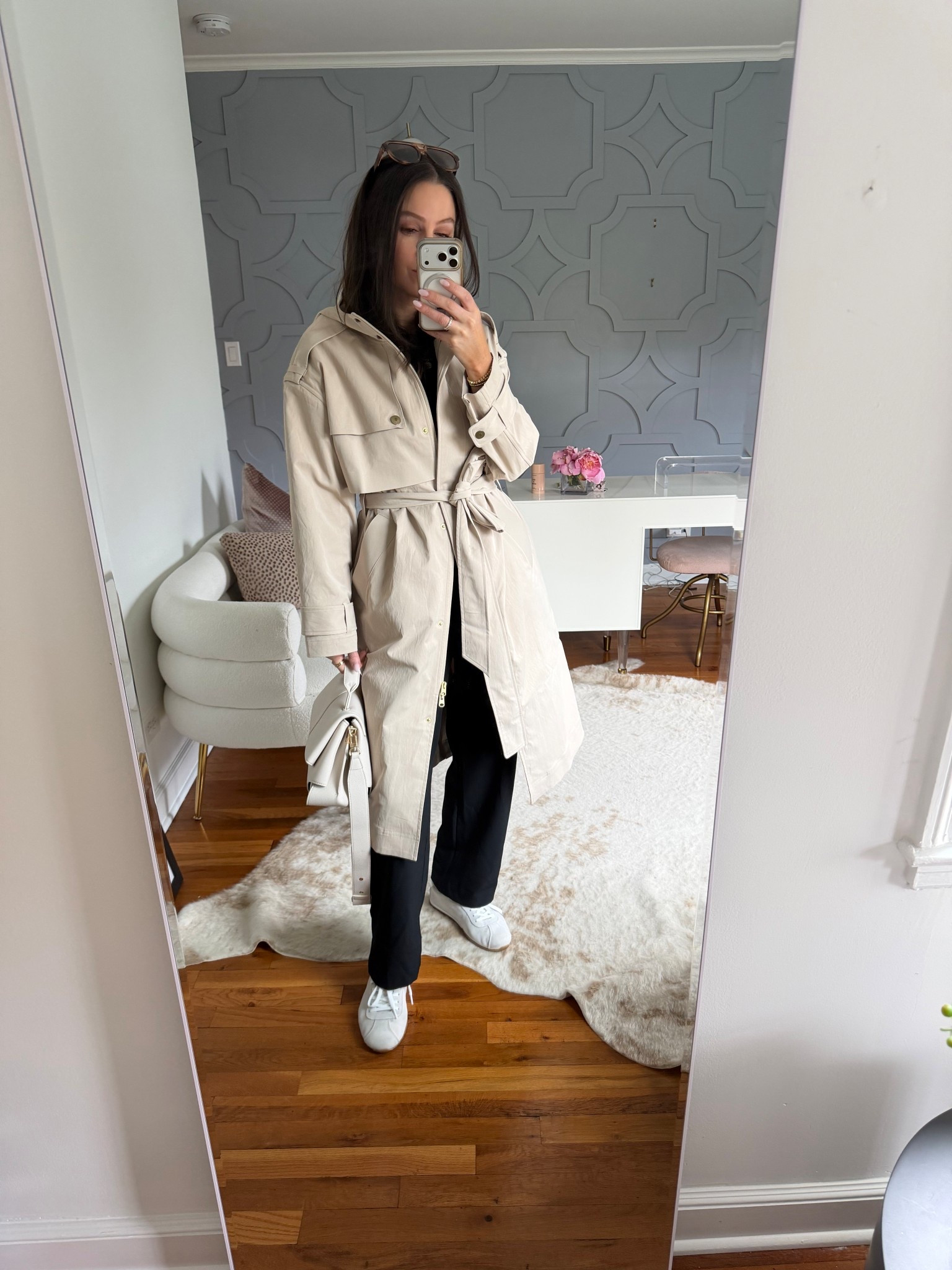 This is the chicest raincoat/trench that’s actually functional, too because it’s water resistant and has a hood! So good. I’m in my true size small  

#LTKootd #LTKOver40 #LTKSeasonal