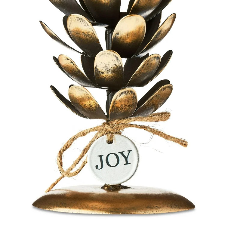 Small Brown and Gold Iron Pinecone Christmas Taper Candle Holder, 7", by Holiday Time | Walmart (US)