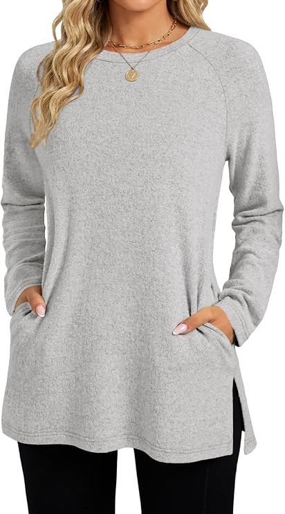GKBK Womens Tunic Tops Lightweight Sweater Long Sleeve Shirts with Pockets | Wear with leggings, ... | Amazon (US)