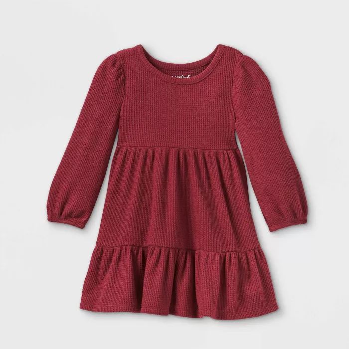 Toddler Girls' Tiered Cozy Long Sleeve Dress - Cat & Jack™ Burgundy | Target