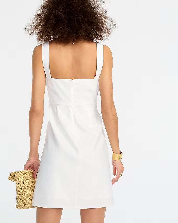 Squareneck A-line dress in stretch linen | J.Crew US