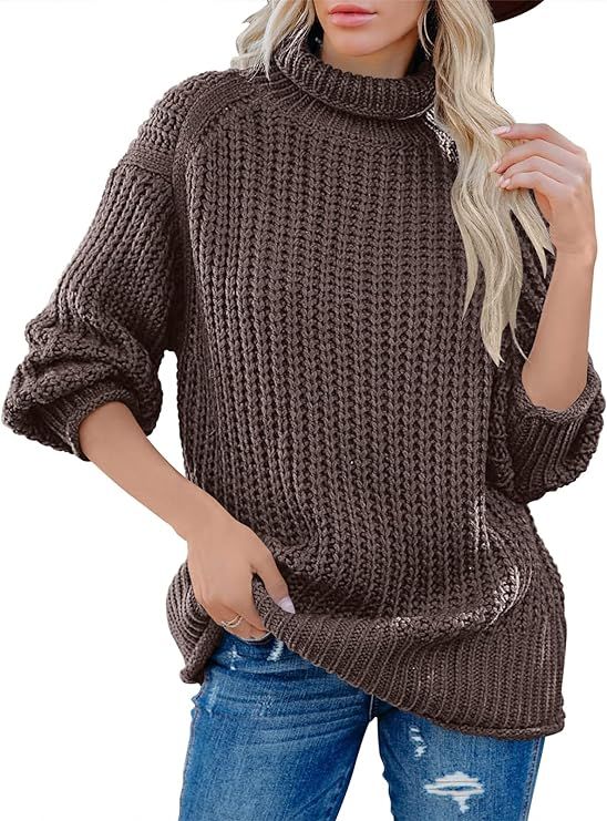 ANRABESS Women's Turtleneck Oversized Sweaters Batwing Long Sleeve Pullover Loose Chunky Knit Top... | Amazon (US)