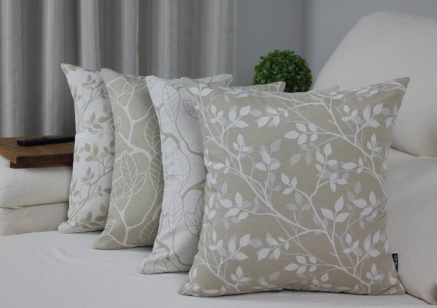 Kit 4 Capas Almofada Jacquard (Ramo + Folha) | Amazon (BR)