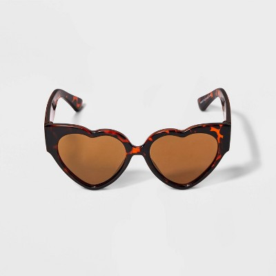 Girls' Plastic Heart Sunglasses- Cat & Jack™ Brown | Target